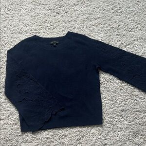 Banana Republic Navy Sweater with Lace Detail Sleeves